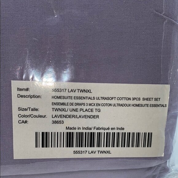 Home Suite Essentials UltraSoft Cotton Twin XL 3 Piece Sheet Set Lavender - Picture 6 of 8